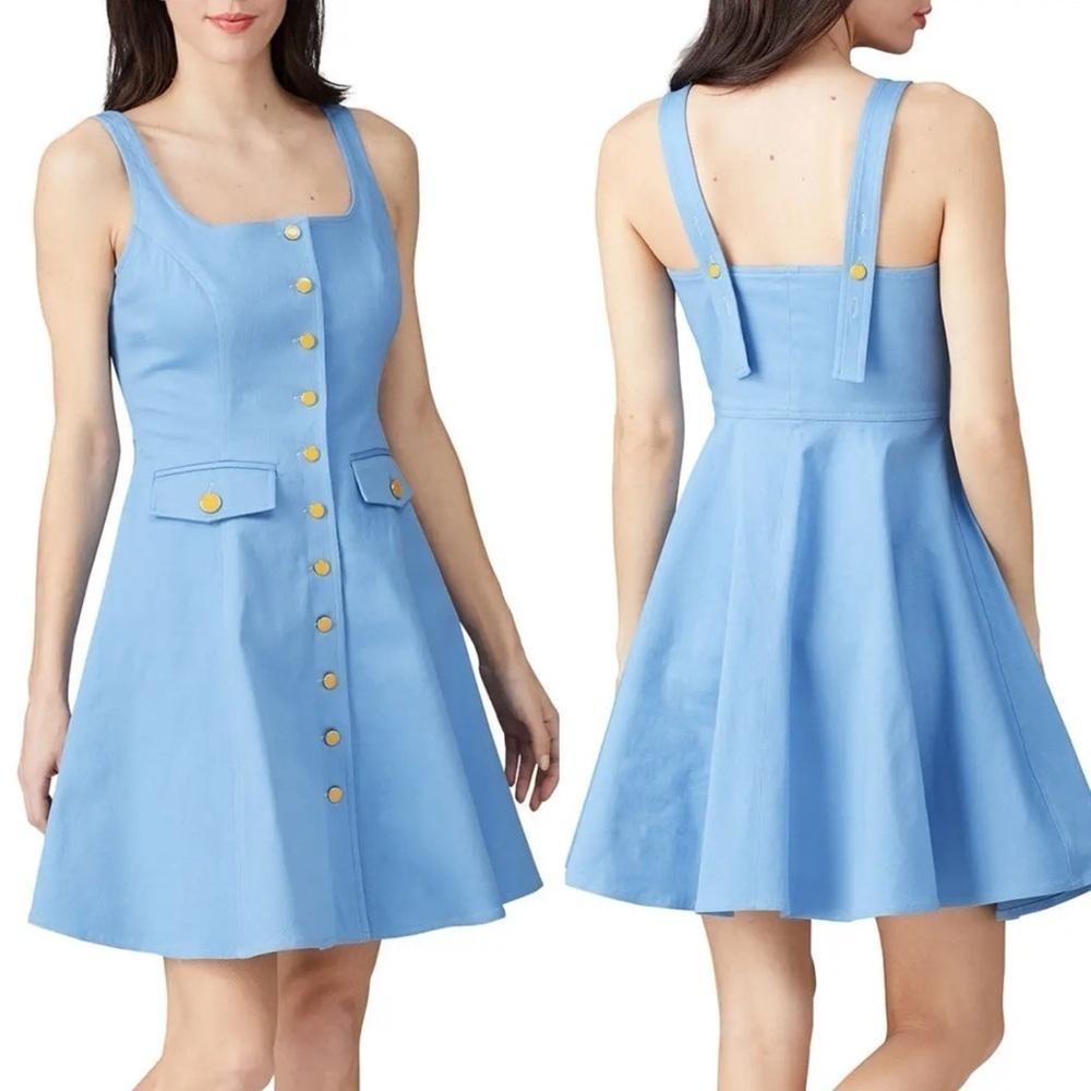 Color Me Courtney Alle Utility Dress 6 blue‎ yellow buttons retro rockabilly